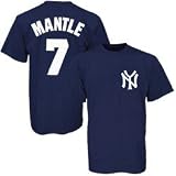 Majestic New York Yankees #7 Mickey Mantle Navy Blue Cooperstown Player T-shirt