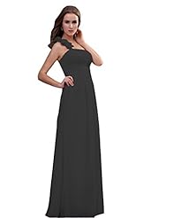 Floral Print Floor Length Pleated Lace-Up Empire   Waistline Chiffon/Polyester One Shoulder Bridesmaid Dress/Prom Dress  With a Sash 