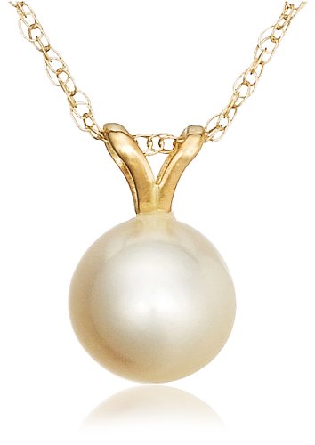 14k Yellow Gold 6.5-7mm Freshwater Cultured Pearl Pendant, 18
