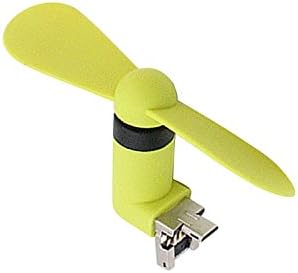 Onkee OTG Phone Fan, 2 in 1 Portable mini Fan (USB + Micro USB) with Two Leaves and Two Ports for Android Phones (Lemon Yellow)