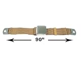 2-Point Lap Seat Belt, Tan, 90 Inch Length, with Chrome Lift Latch