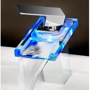 Temperature Sensitive Single Handle Centerset LED Lavatory Faucet Chrome