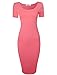Tom's Ware Women Sophisticated Slim Fit Scoop Neck Short Sleeve Midi Dress