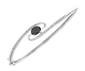 Bracelet - Femme - Or Blanc 375/1000 (9 Cts) 8.4 Gr - Diamant/Saphir 0.004 Cts