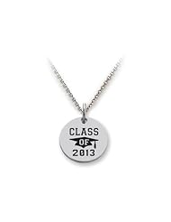 Stellar White (tm) 925 Sterling Silver Disc Charm - Class Of 2013 - 16 To 18 Inch Adjustable Chain Included