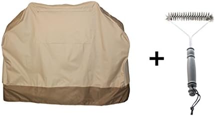 BBQ Cover - Cabana Style - Waterproof - Two Tone Color - Made for Webber, Char-broil, Brinkman - Medium 58 X 24 X 48 (Medium BBQ Cover w/ Grill Brush)