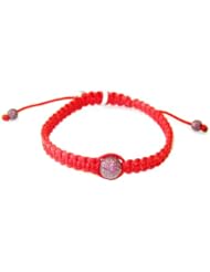 Natural Ruby Gemstone Bead Macrame Bracelet Sterling Silver Fashion Jewelry