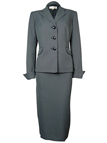 Evan-Picone Navy White Three-Button Women's Skirt Suit Set