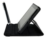 Bluecell Black PU Leather Rotatable Adjustable Stand Case Cover + Black Stylus Universal Touch Screen Pen for Kindle Fire E-Book Reader WI-FI + Free Bluecell Cable Tie