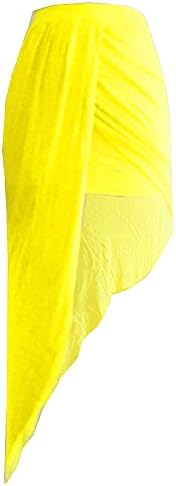 PEILUMENG Women's Hot Slim Sexy Asymmetrical Ruched Maxi Tulip Skirt Yellow S