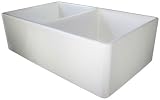 ALFI brand AB538-B Biscuit 32 Inch Smooth Double Bowl Fireclay Farmhouse Kitchen Sink AB538