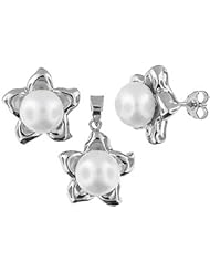 Sterling Silver and Freshwater Pearl Earring and Pendant Set