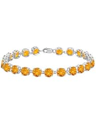 14K White Gold Prong Set Round Citrine Bracelet with 12.00 CT TGW