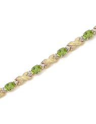14K Yellow Gold Oval Peridot and Diamond Bracelet