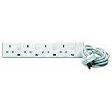 Universal 13A 4 Gang 2 metre individually switched extension lead with neon