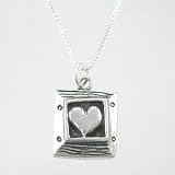 Sterling Silver Framed Heart Pendant on 18" Box Chain, #9178