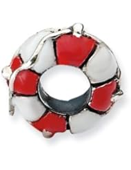 Sterling Silver Enameled Life Preserver Charm for 3mm Charm Bracelets