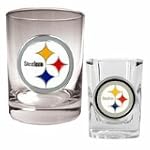 NFL Pittsburgh Steelers Rocks Glass & Shot Glass Set - Primary Logo