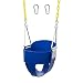Squirrel Products High Back Full Bucket Toddler Swing Seat with Plastic Coated Chains and Carabiners for Easy Install - Blue