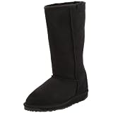 pair of black mid calf boots
