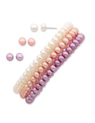 Sterling Silver 6-7mm White/Lavender/Rose FW Cult. Pearl Set