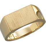 10K Yellow Gold Men's Signet Ring With Brush Finished Top