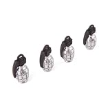 HDE (TM) Silver Grenade Shaped Aluminum Tire Valve Caps - Set of 4
