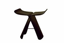 Baxton Sutdios Licia Brown Bentwood Butterfly Chair/Stool