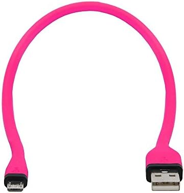 POLOBANDS Bendy &amp; Durable Short Micro USB Charging Cable - Perfect for Android Phones, External Battery Chargers, Power Banks &amp; Portable Power Packs - 14 Inch - Pink