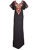 Indian Caftan Kaftan Cotton Black Floral Embroidered Long Maxi Dress Nightgown Xxl