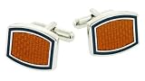 Dramatic silver plated cufflinks with black and amber enamel with presentation box