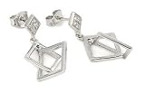 Dangling 3 Diamond Shape Earrings with CZ