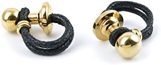 1 Pair Cufflinks Cuff Links 03431 Golden Ball Leather Rope Mens Vintage Gift for Tuxedo Shirts Wedding Party