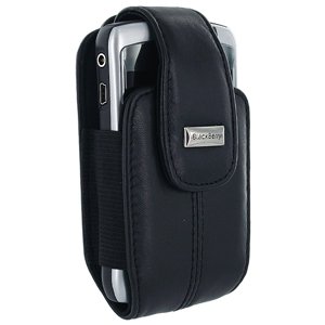 Leather Vertical Pouch Case w/ Swivel Belt Clip (OEM) for BlackBerry Curve 3G 9300 (Black)
