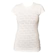 White All Over Cheer Print Burnout Burn Out Partially See through Tee, Fashion Forward!