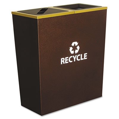 Ex-Cell Metro Collection Recycling Receptacle Double Stream Steel 36 Gallons Brown