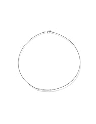 18K White Gold Matte-Finish Hand-Crafted Wire Necklace, Enhanced with Pave Set Diamonds.