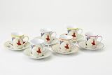 Yedi Houseware Classic Coffee and Tea Dancing Fairies Espresso Cups and Saucers, Set of 6