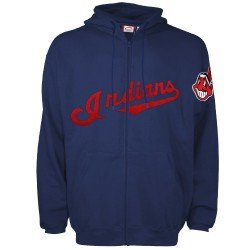 Majestic Cleveland Indians Navy Blue The Solid Full Zip Hoody Sweatshirt