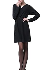 Plus Size Spring Fall Long Sleeves Round Neck Polyester/Spandex  Dress