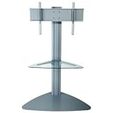Peerless  SGLS01 Universal Floor Stand with Clear Glass Shelf for 32-50 Displays  - Silver