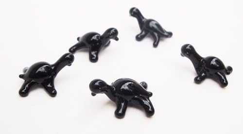 Set of Five Blown Glass Turtle Figurine Set 0.5"h