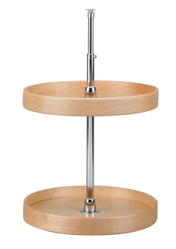 24in Full Circle Natural Wood Lazy Susan 2-shelf Set
