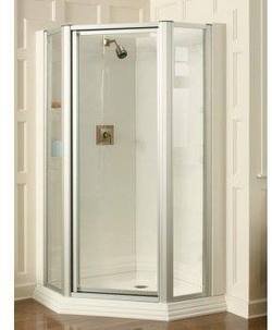 Kohler Memoirs neo-angle shower door with custom wall and Crystal Clear glass Matte Nickel - K-702305-L-MX