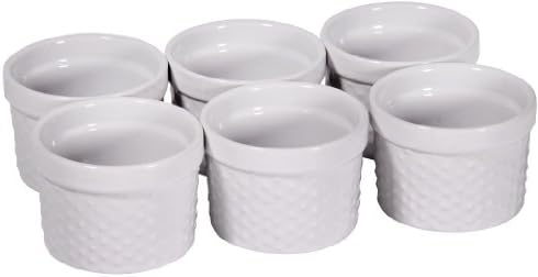 Round Porcelain Ramekin Dessert Dish, Set of 6 - Oven Safe Souffle Baking Dish, 4-oz (White)
