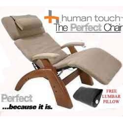 The Human Touch Power Electric Perfect Chair Recliner - PC95 PC-095 Walnut Recline Wood... by The Human Touch Power Electric Perfect Chair Recliner - PC95 / PC-095 Walnut Recline Wood Base Bone MicroSuede Pads - Interactive Health Zero Anti Gravity Chair