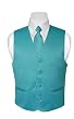 BOY'S Solid TURQUOISE / AQUA BLUE Color Dress Vest NeckTie Set