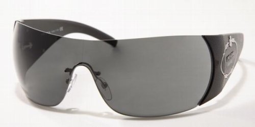 PRADA SPR17HS 7JS1A1 SILVER BLACK SAFFIANO GRAY SHIELD SUNGLASSES