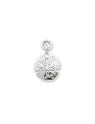 Polished Sand Dollar Charm In 14 Karat White Gold