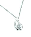 Elements Sterling Silver Ladies' P2621C Clear Cubic Zirconia Checkerboard Pendant. 46cm Curb Chain